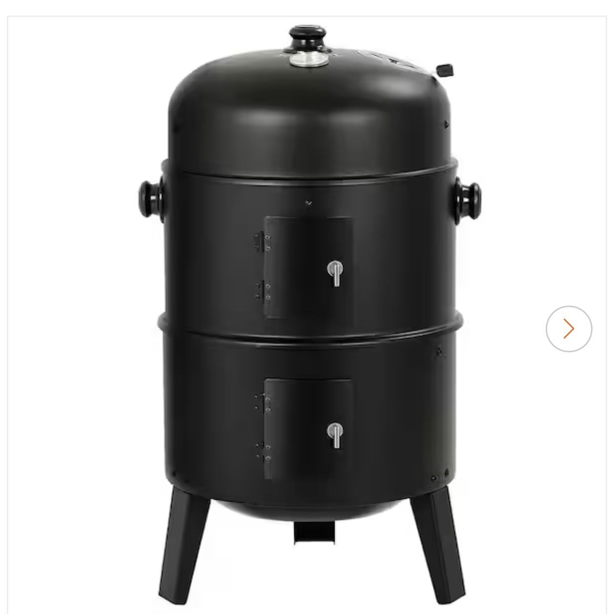 Vertical 16 in. Steel Charcoal Smoker, Heavy-Duty Round BBQ Grill for Outdoor Cooking in Black