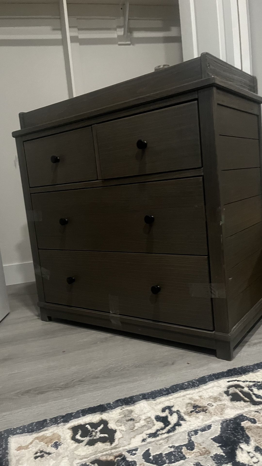 Child Craft Harmony 4 Drawer Dresser with Removable Changing Table Topper for Nursery or Bedroom, (Brushed Truffle)