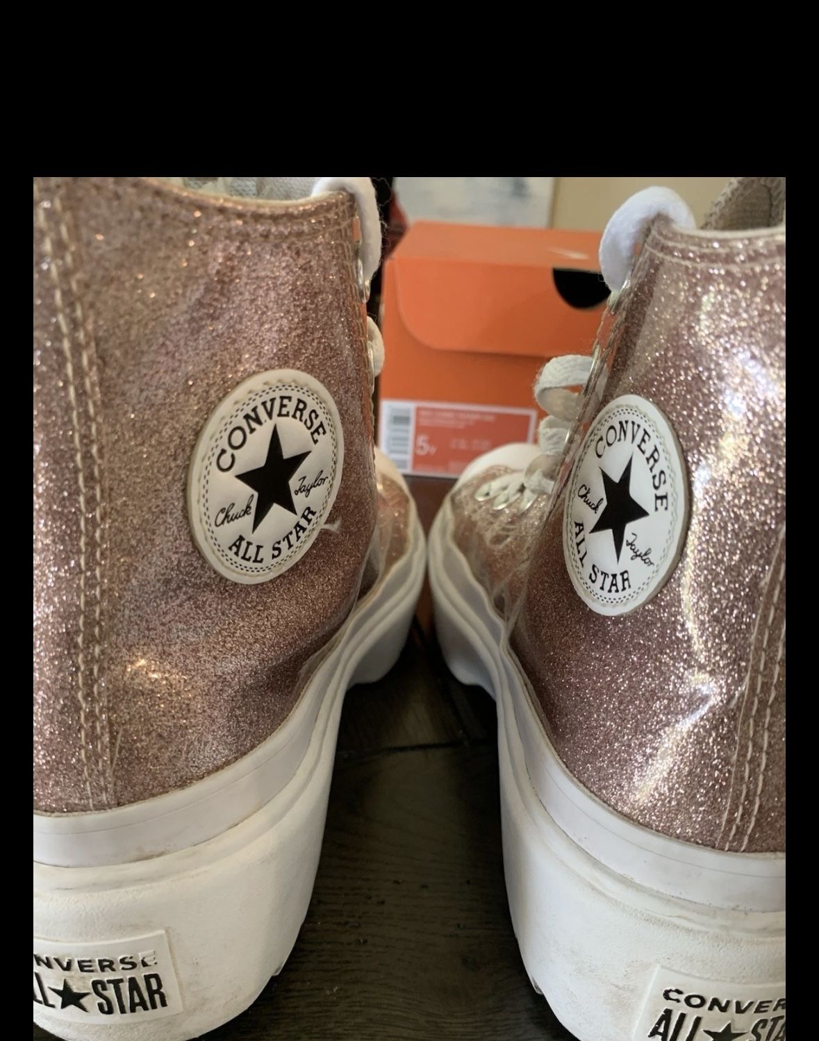 Girls Converse Sparkly Pink Hightops