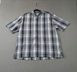 Tommy Bahama Silk Shirt Men’s L Plaid Camp Hawaiian Short Sleeve