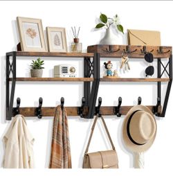 Large Coat Rack Wall Mount with Shelf