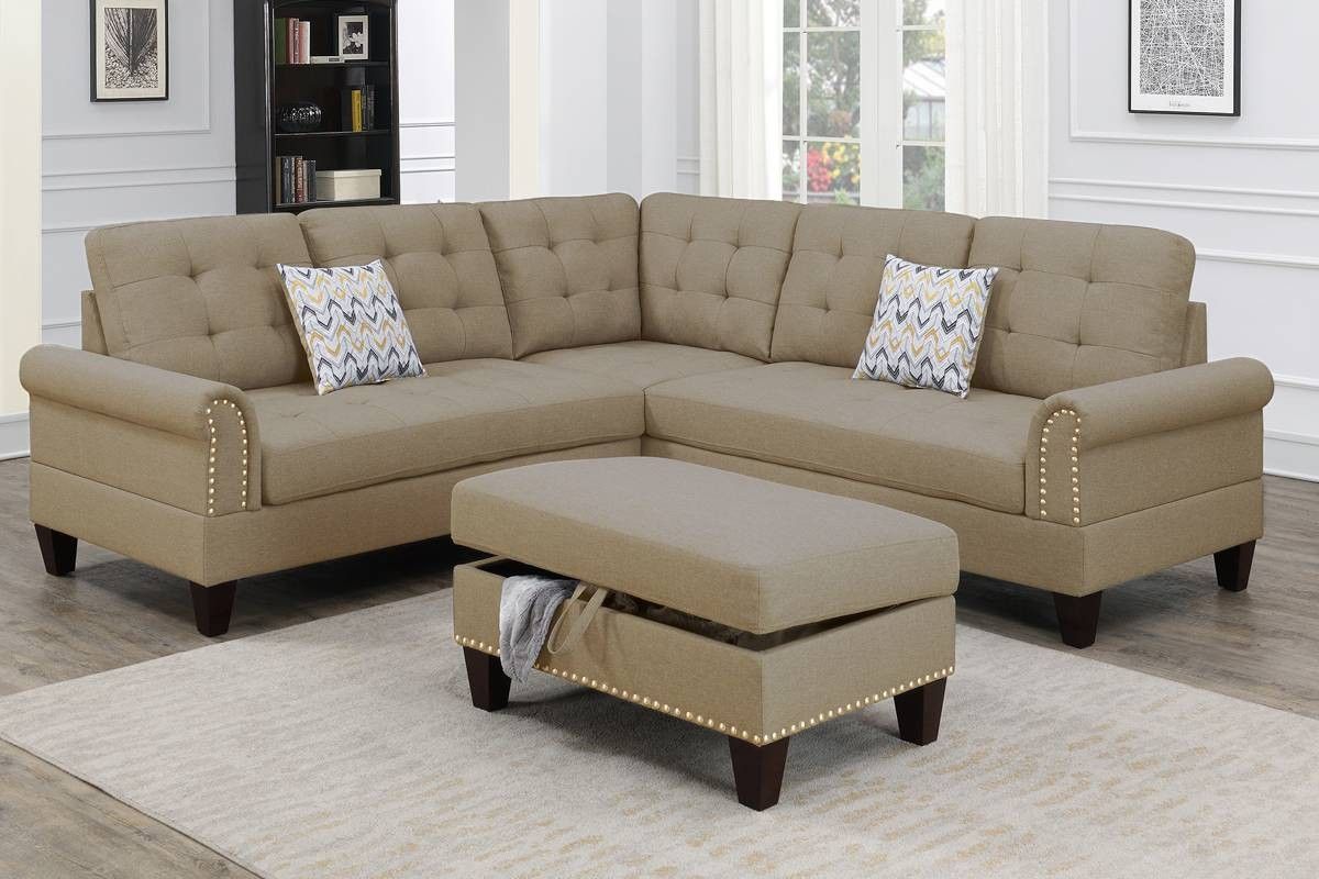 Beige 3 Piece Sectional Set