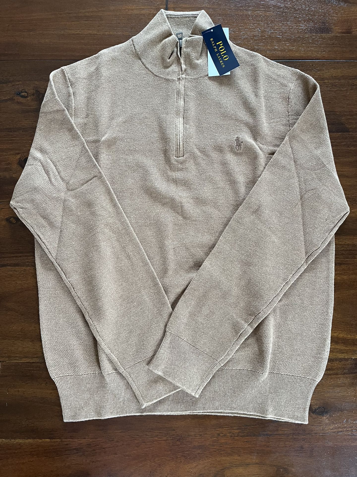 Polo Ralph Lauren Beige Half Zip Polo Sweater. 