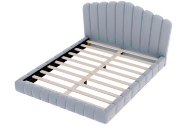 Upholstered Bed with Shell-Shaped Headboard
