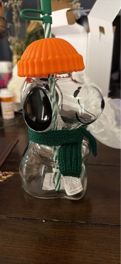 Starbucks x Peanuts Snoopy Glass Cup 🐶🧡