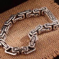 925 sterling silver women's lady's Men's  large chunky chain bracelet gift.