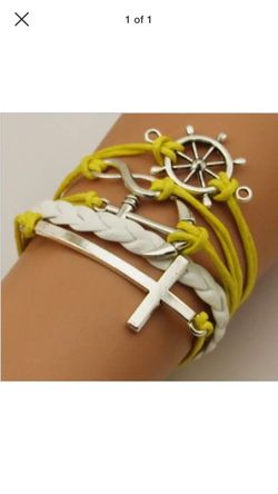 Cross leather bracelet