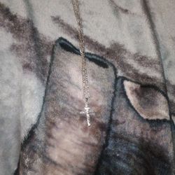 Silver Chain Necklace With A Silver Cross 