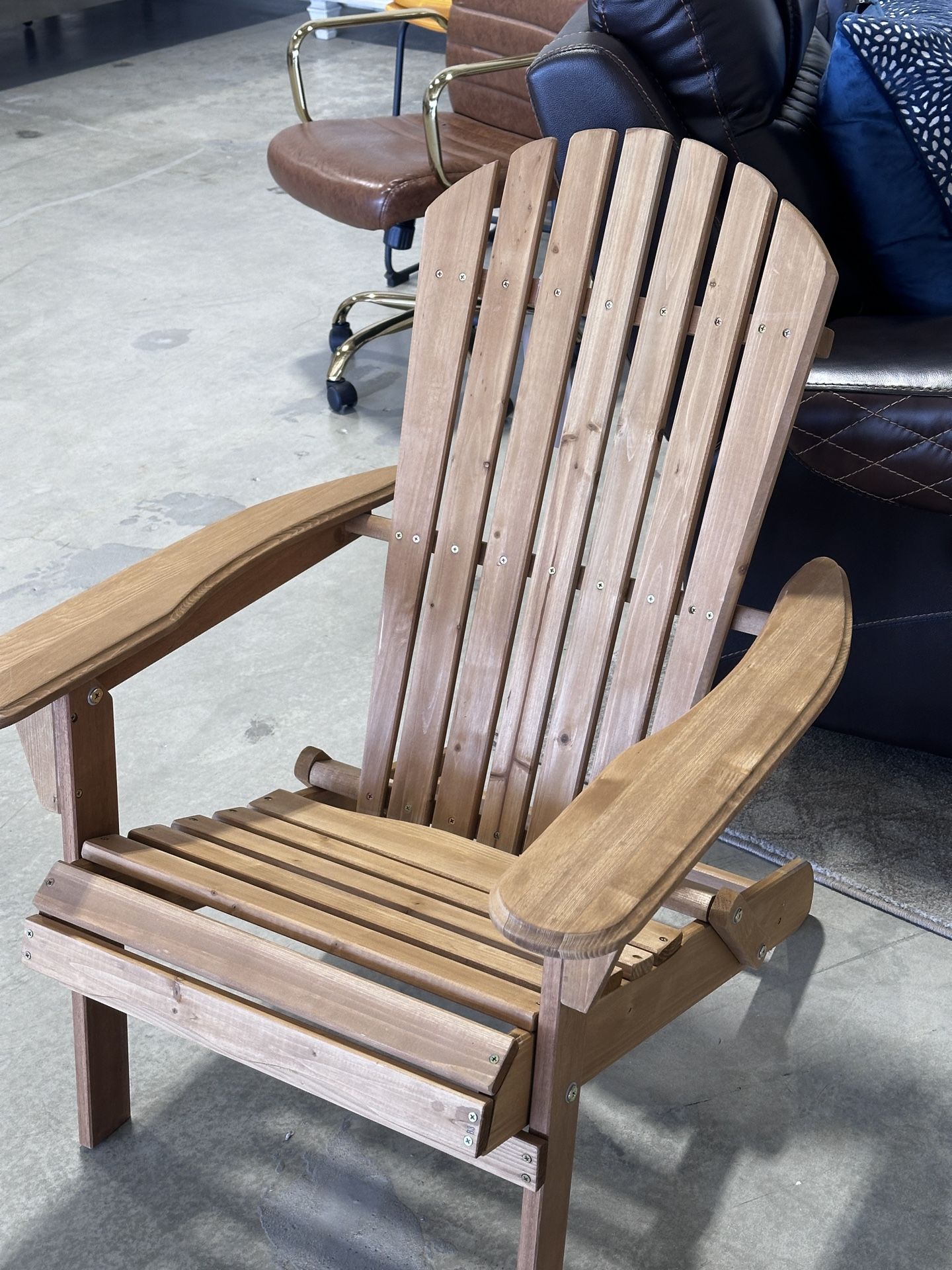 Folding Backyard Chair Adirondack Chair Outdoor Wooden Accent Furniture Fire Pit Lounge Chairs for Yard Garden Patio w/ 350lb Weight Capacity Brow