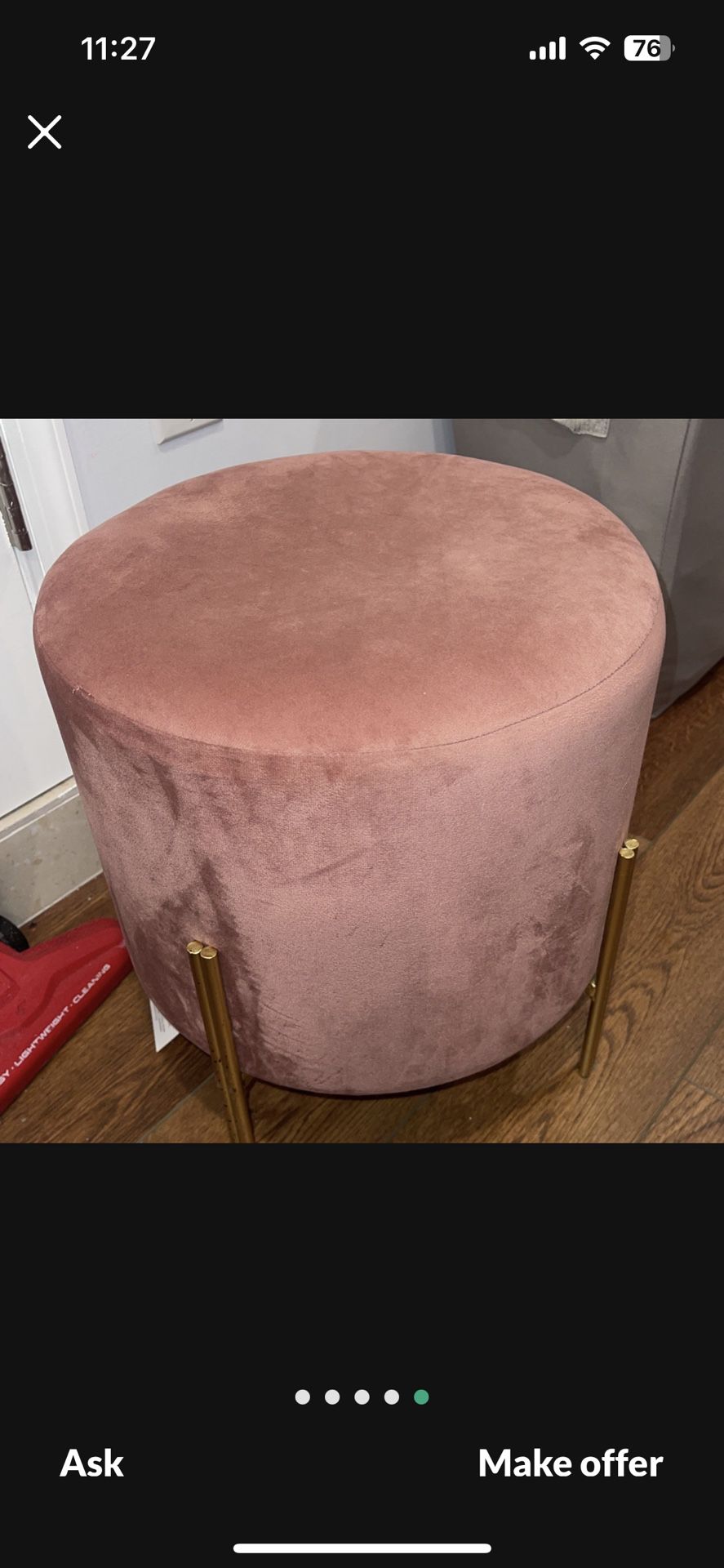 Pink Round Ottoman seat 