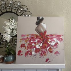 On Canvas Girl Dress Pink Red White  Gold Purple 