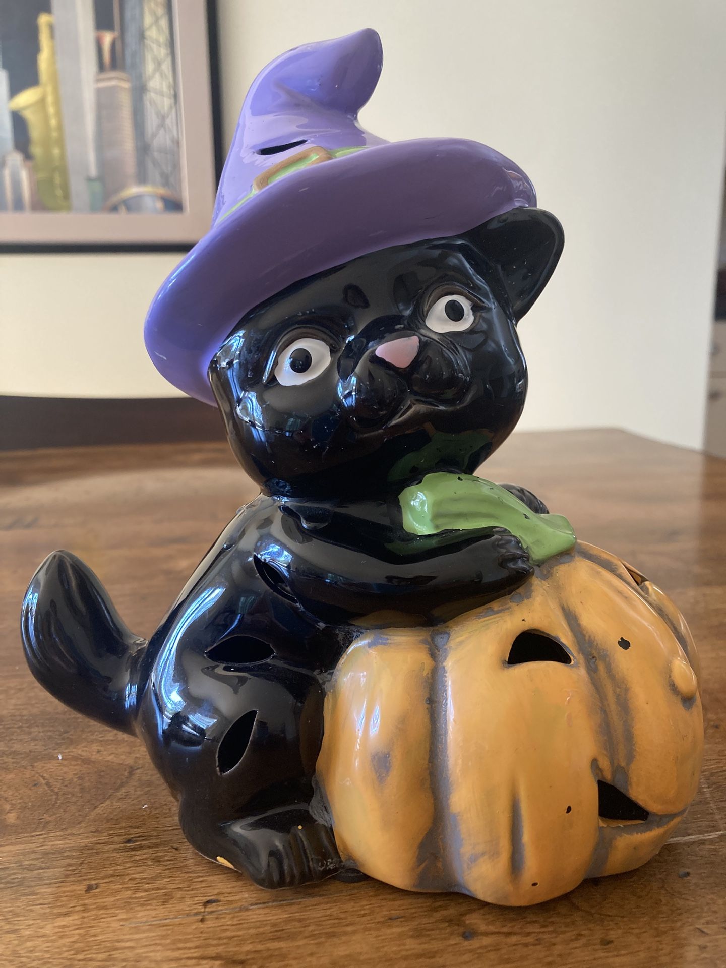 Adorable Ceramic Halloween Black Kitten