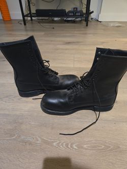 Black Leather Lace-Up Combat Boots
