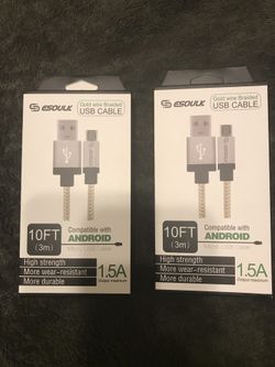 Gold Wire braided USB Cable - Compatible With Android - New