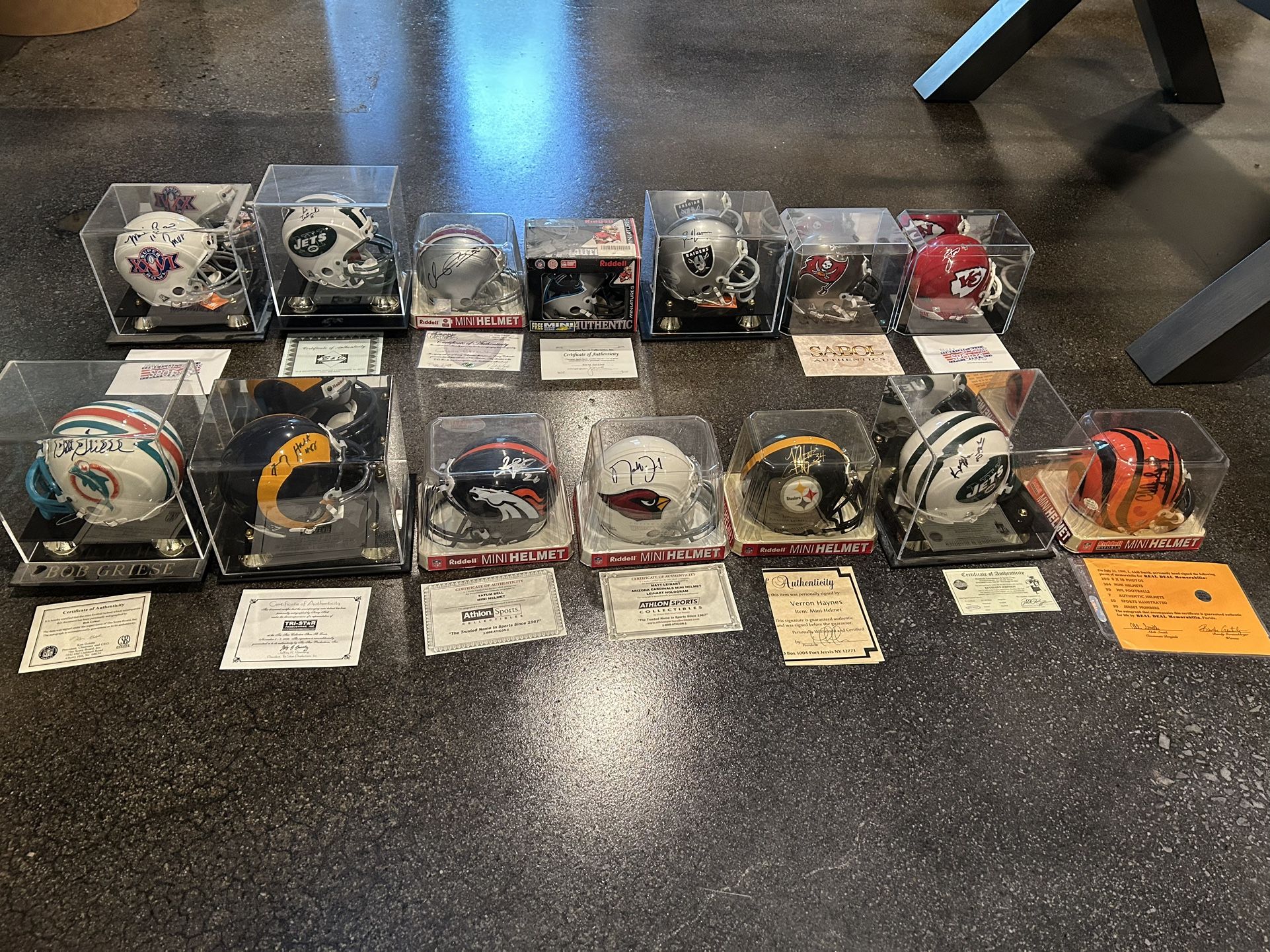 Assorted mini Helmets With Certificate Of Authenticieis