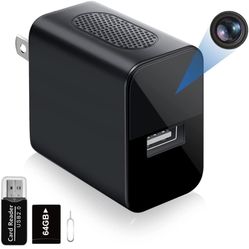 64GB Spy Camera Hidden Camera Charger - Night Vision 1080P HD USB Hidden Spy Camera - Nanny Cam Hidden Camera - Mini Spy Camera - Small Hidden Camera 