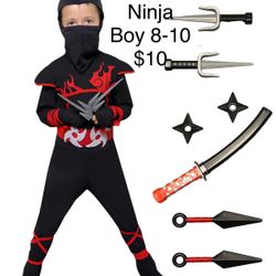 Ninja Boy 8-10 Costume Halloween  / Traje de Ninja Niño 8-10 