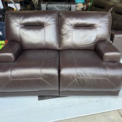 Brown Leather Loveseat