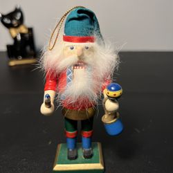 Vintage 1990s Red Coat Elf With Ornaments Nutcracker Christmas Ornament 5”