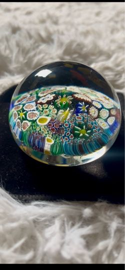 Vintage Signed TMC The Murano Collection Millefiori Art Glass Paperweight (Italy)