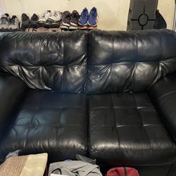Black Leather Love Seat