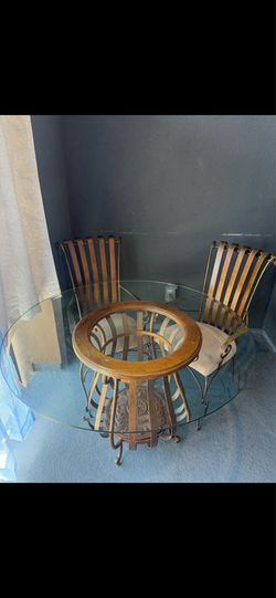 Glass Top Dining Table with 5 Chairs