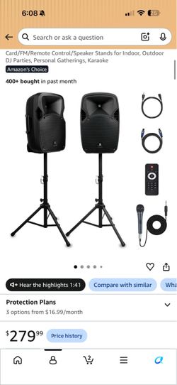 PA Speaker System with Stands and Accessories