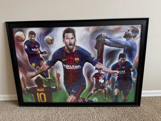 Large world soccer FIFA star Lionel Messi poster with frame
