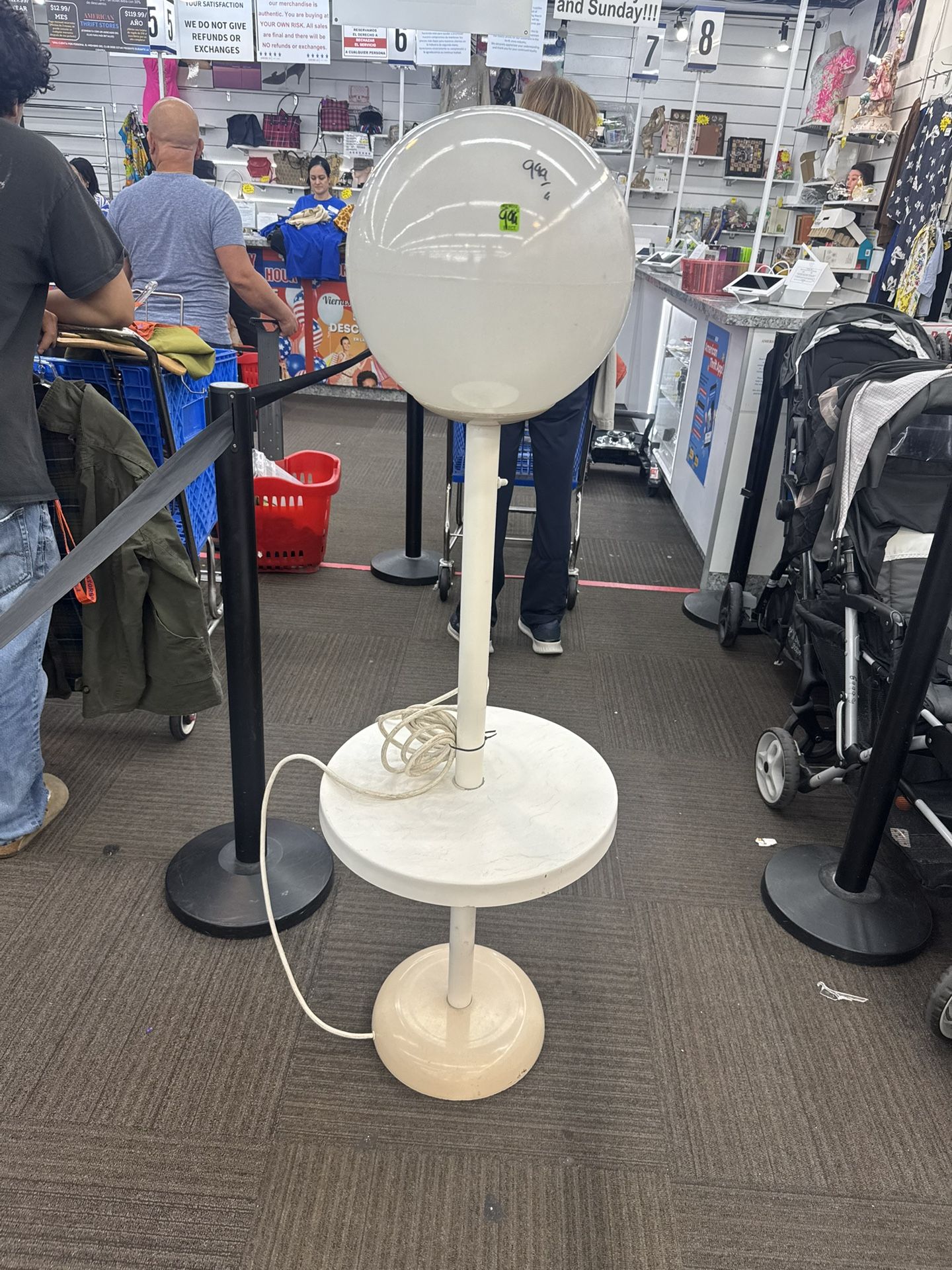 1980s Vintage Globe Floor Lamp & Table Indoor/ Outdoor Lighting Mid Century Modern Space Age
