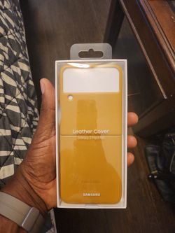 NEW Samsung Galaxy Flip 3 Leather Cover (Mustard)