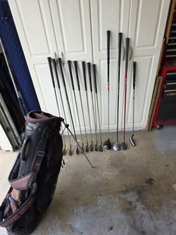 Men's nice Wilson  right hand golf set with Tommy armor bag  3-pw, titanium graphite Woods 1-5