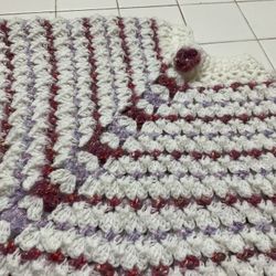 Beautiful Handmade Baby Girl Shawl / Poncho Size 12 To 24 Months