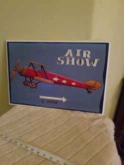 Airplane Wooden Sign 19" X 13"