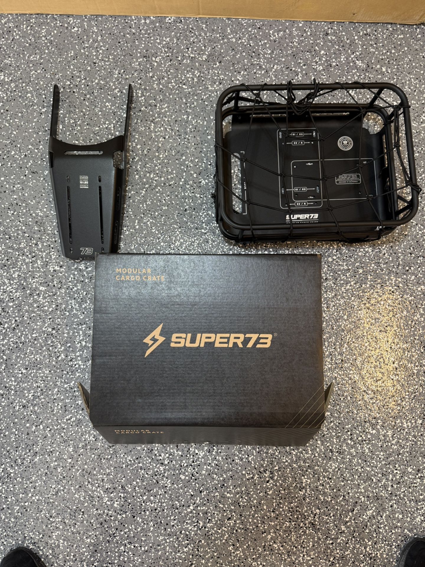 Super 73 Rear Rack Z Series and Modular Cargo Crate with net