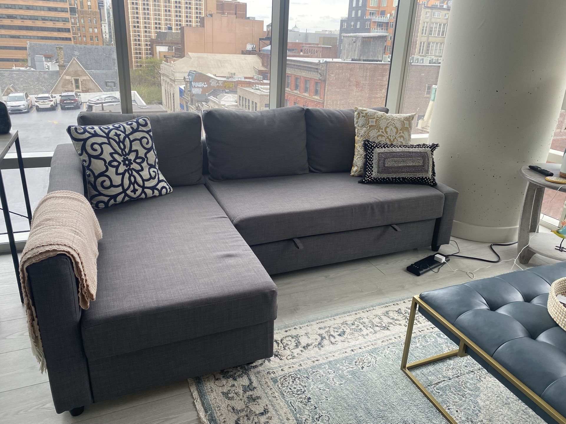 MOVE OUT SALE: IKEA sofa, FRIHETEN Sleeper sectional,3 seat w/storage, Skiftebo dark gray