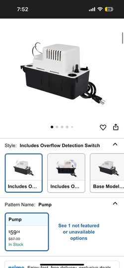 Little Giant VCMA-15ULS 115 Volt, 65 GPH, 1/50 HP Automatic Condensate Removal Pump for HVAC/Refrigeration Systems/Dehumidifiers with Overflow Detecti
