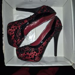 Black And Red Diamond Heels