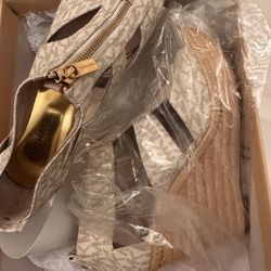 New M* Michael Kor Signature Zip Up Wedges