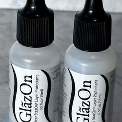 Lot of 2 New Tsukineko GlazOn Clear StazOn Layer Protectant .5 fl oz.