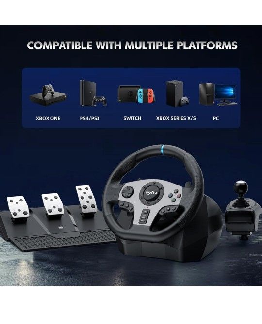 PXN Racing Wheel - Steering Wheel V9 Driving Wheel 270°/ 900° Degree Vibration Gaming Steering Wheel with Shifter and Pedal for PS4,PC,PS3,Xbox Series