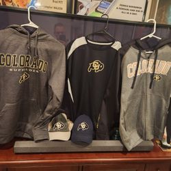 Three Men's Medium Hoodies And Shirts CU Buffs University Of Colorado And Two Hats