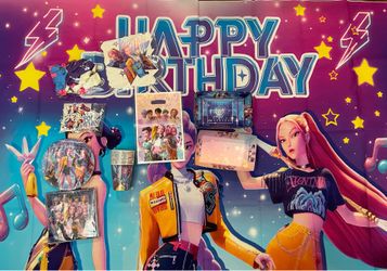Huntrix k pop demon hunters themed birthday party supplies
