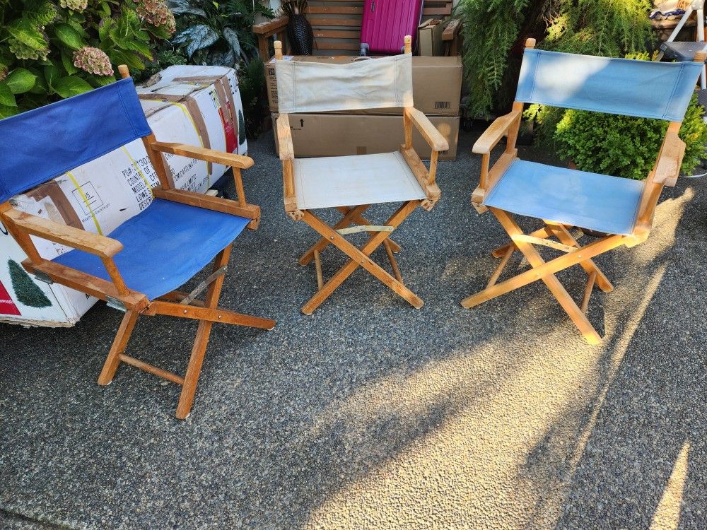 3 Folding Directors Chairs