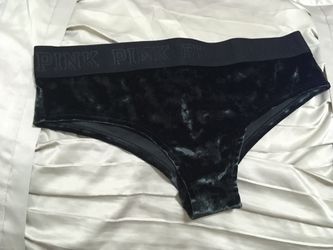 VS PINK Black Crushed Velvet Medium Panties for Sale in Las