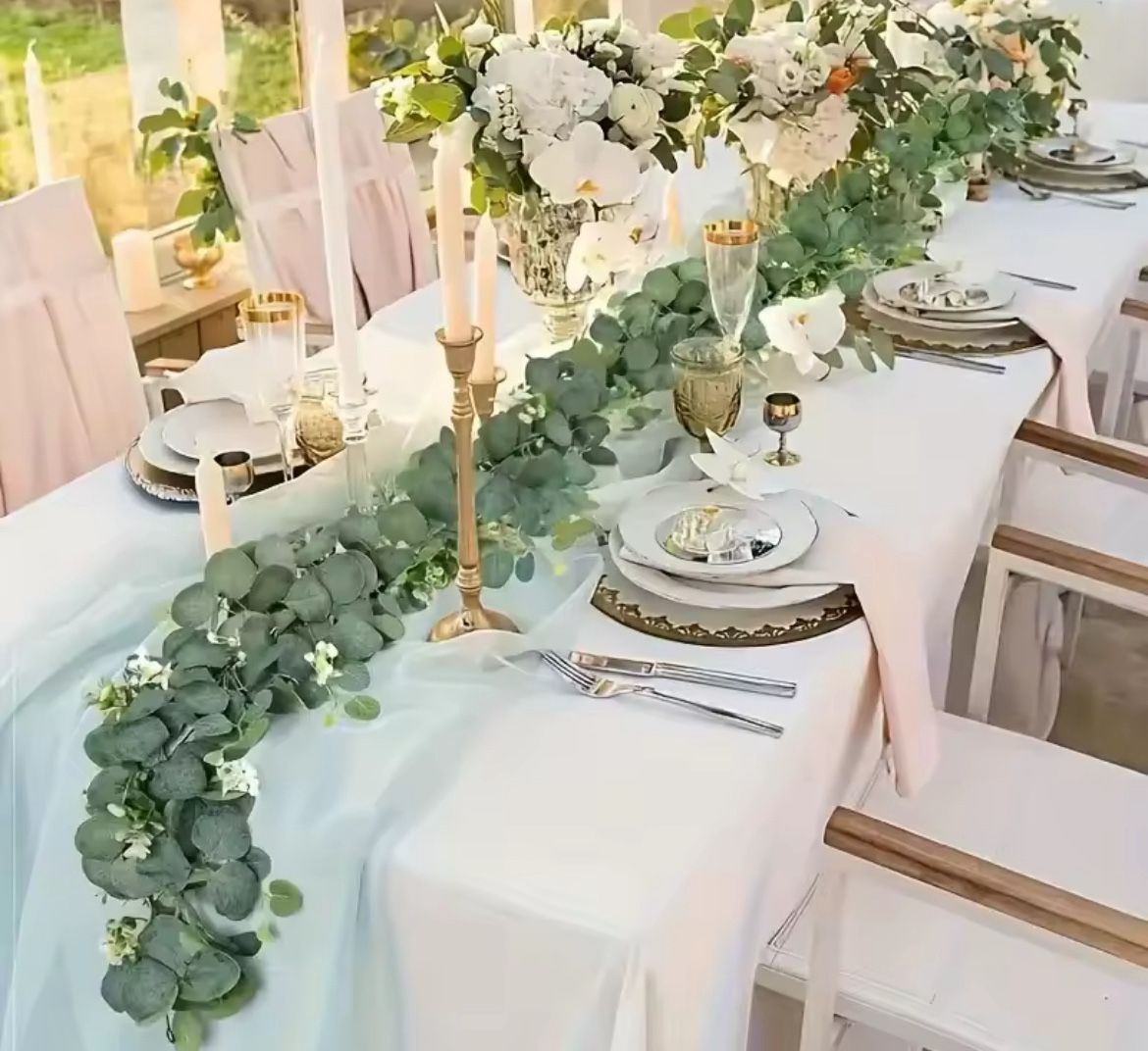 8Pcs / 5.9 Feet / Artificial Eucalyptus Leaves DIY Greenery Garland Artificial Plants Vines Fake Flowers Berries Wedding Party Home Deco