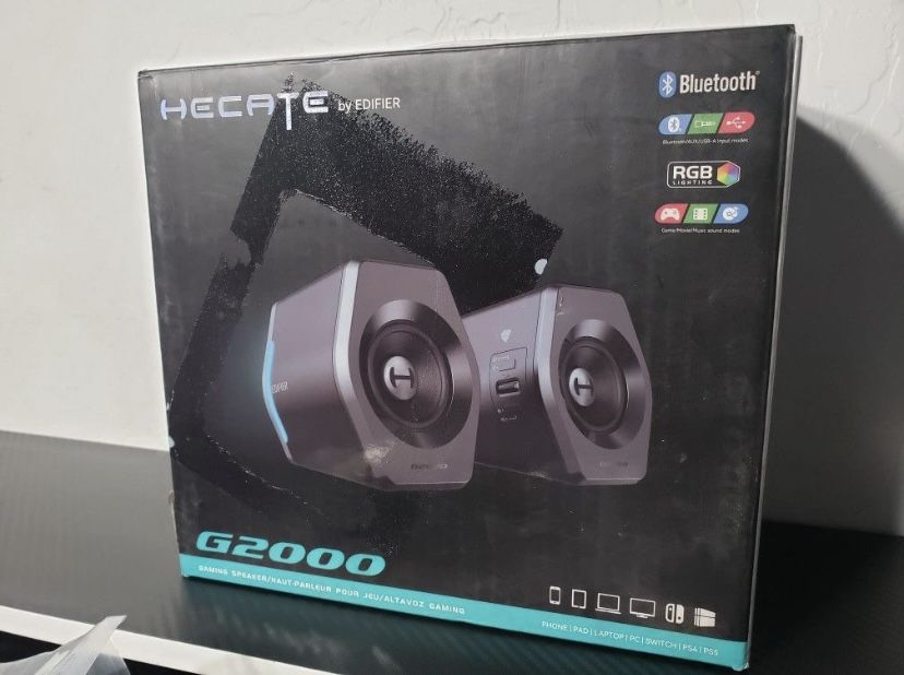 New SW209 36W PC Gaming Computer Speakers, Built-in 24bit DAC USB and Bluetooth 3.5mm Aux Inputs, 3 EQ Sound Modes, 2.0 RGB Lights Multimedia Speakers