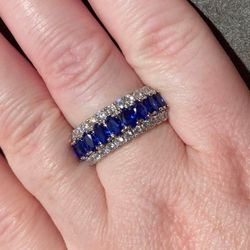Sapphire Silver Band 925 Size 8