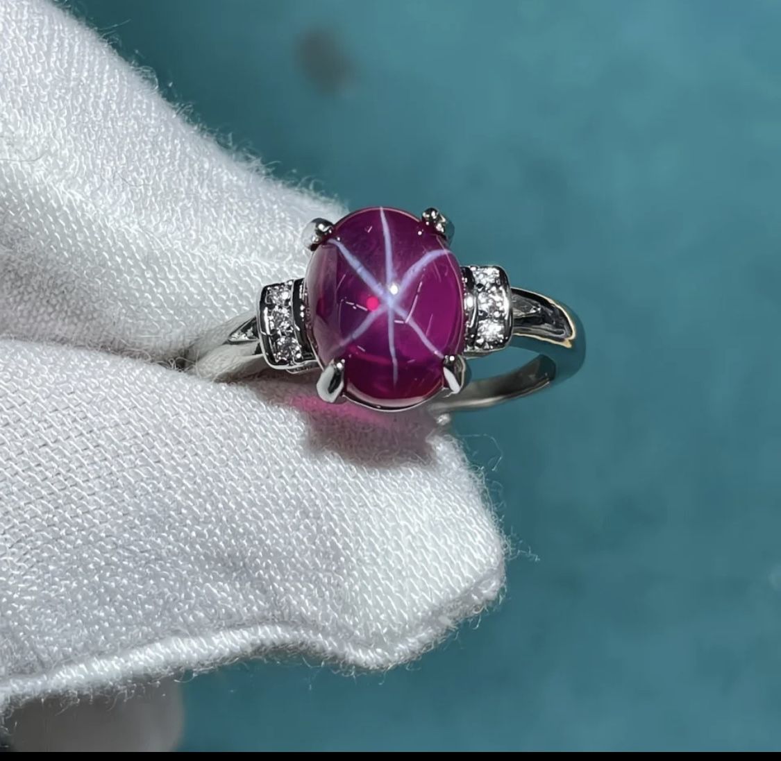 Absolutely gorgeous. Starlight six pointed ruby ​​ring.