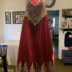 Quinceanera Dress Burgundy Size 18 Fairly New Wore Once Asking 400.00