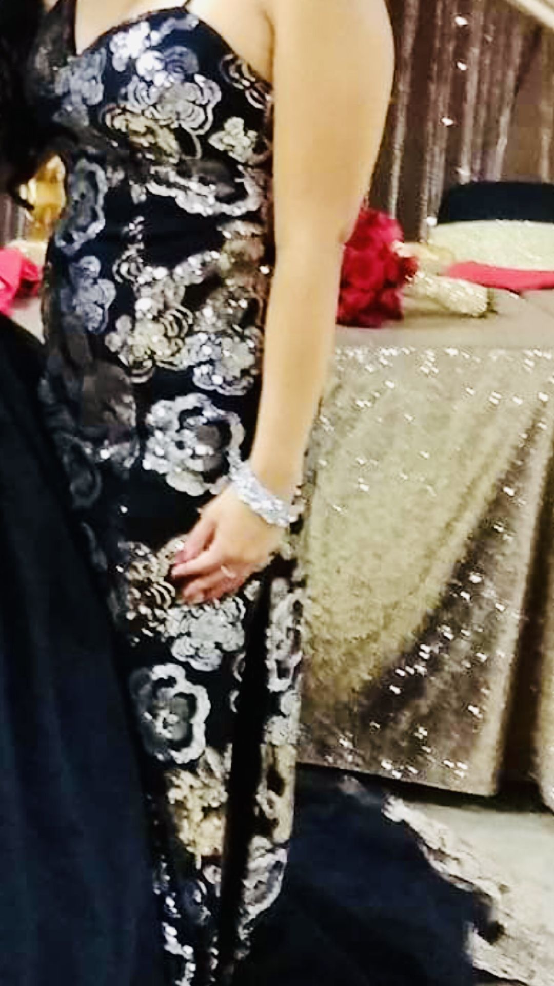 Black Silver And Gold Formal Prom Quinceanera Dress